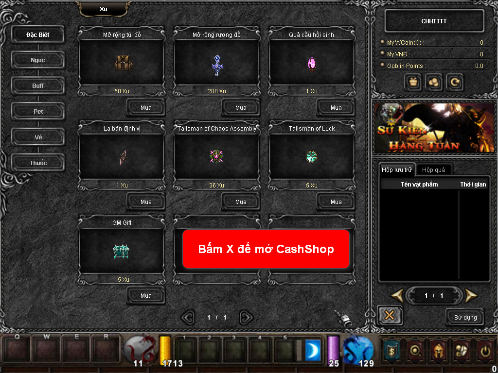 Chức năng chính của Game MU Thiên Tử Chức năng chính của Game MU Thiên Tử